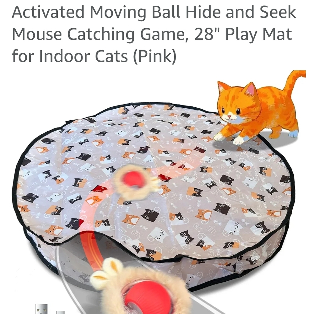Cat Play Mat with Moving Ball and Mouse